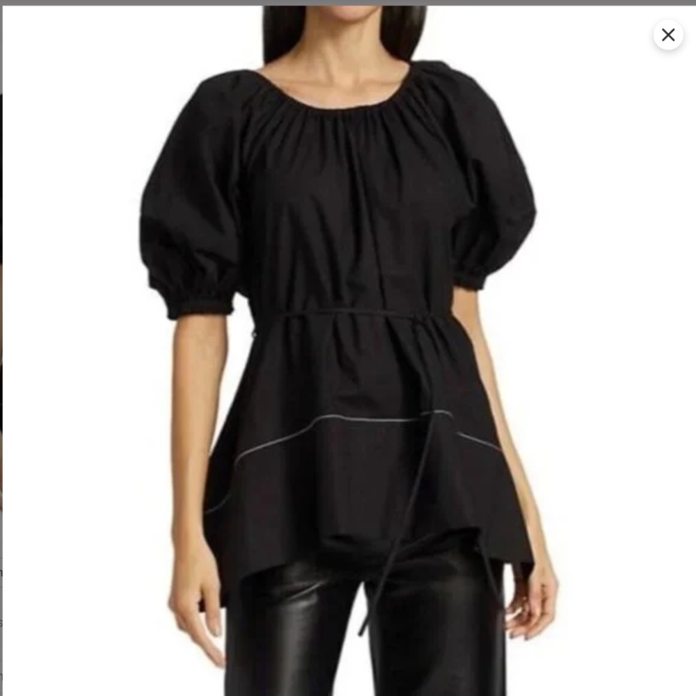 Proenza Schouler Black Puff Sleeve Cotton Poplin Top 2 White Label MISSING BELT